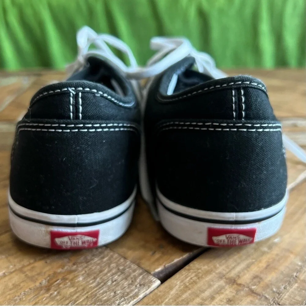Vans Canvas Sneakers Black Low Top Lace Up Casual Comfort‎ Shoes Size 8.5